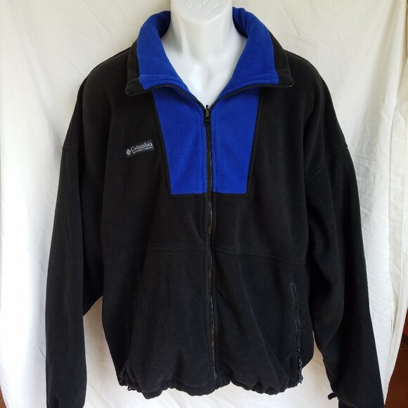 Columbia XL Full Zip Fleece Blue Black Jacket - Picture 1 of 13